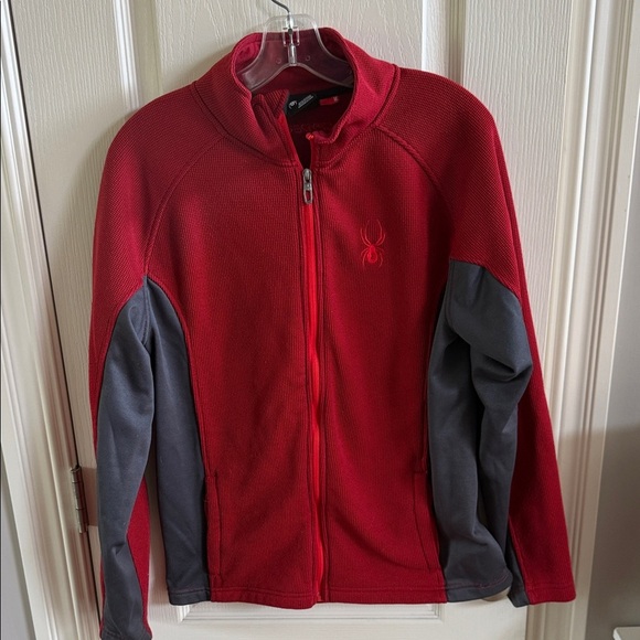 Spyder Red and Gray Full-Zip Jacket. Size medium - Picture 1 of 4